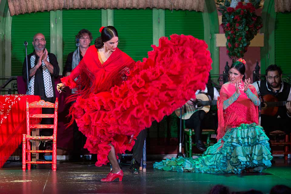 flamenco long-tailed dress